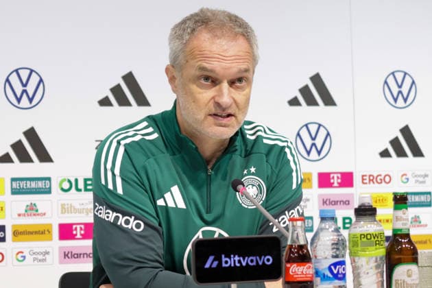 02.03.2026, xgrfx, Fussball WM Qualifikation , Deutschland Frauen - Pressekonferenz, Abschlusstraining v.l. Christian Wück (Deutsche Frauennationalmannschaft) (DFL DFB REGULATIONS PROHIBIT ANY USE OF PHOTOGRAPHS as IMAGE SEQUENCES and or QUASI-VIDEO) Dresden