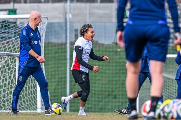 SOCCER WOMEN UEFA QUALIFIERS B4 MD-1 ISRAEL VS BELGIUM Kassandra Missipo (23) of Belgium pictured during a women football training session MD-1 before the game between the national teams of Israel and Belgium, called the Red Flames, on the first match day in League B Group B4 in the league stage of the 2026-27 UEFA Women s European Qualifiers competition , on Monday 2 March 2026 in Budapest , Hungary . PHOTO SPORTPIX Stijn Audooren Budapest BSC Stadium - Budaors Hungary  Copyright: xSportpix.bex xStijnxAudoorenxStijnxAudoorenx