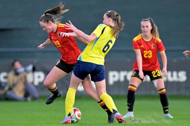 Red Flames v Sweden - Women U23 International Friendly, Länderspiel, Nationalmannschaft TUBEKE, BELGIUM - MARCH 02 : Van Mullen Loes of Belgium during the Friendly game between Belgian Flames and the Sweden national team, Nationalteam on March 2, 2026 in Tubeke, Belgium, 02 03 2026 Tubeke Belgium  Copyright: xSesx