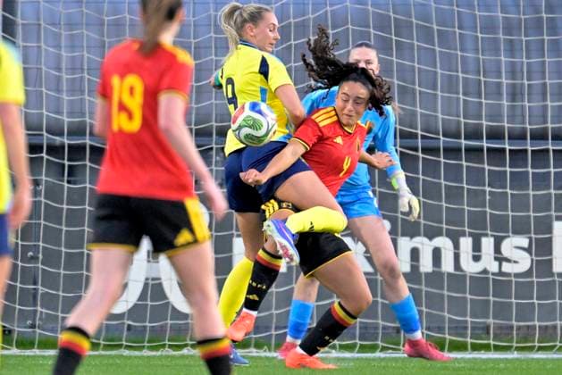 Red Flames v Sweden - Women U23 International Friendly, Länderspiel, Nationalmannschaft TUBEKE, BELGIUM - MARCH 02 : Elyn Nia of Belgium during the Friendly game between Belgian Flames and the Sweden national team, Nationalteam on March 2, 2026 in Tubeke, Belgium, 02 03 2026 Tubeke Belgium  Copyright: xSesx