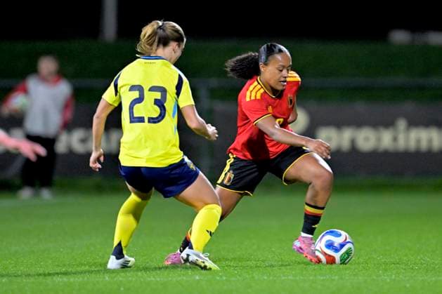 Red Flames v Sweden - Women U23 International Friendly, Länderspiel, Nationalmannschaft TUBEKE, BELGIUM - MARCH 02 : Meeuwis Lina of Belgium during the Friendly game between Belgian Flames and the Sweden national team, Nationalteam on March 2, 2026 in Tubeke, Belgium, 02 03 2026 Tubeke Belgium  Copyright: xSesx
