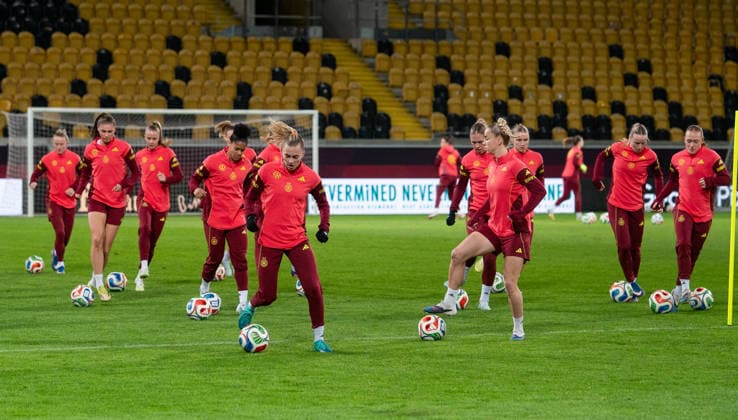 2.3..2026, Fußball, GER, Frauen, WM-Qualifikation, Deutschland - Slowenien, Die Fußballerinnen der deutschen Nationalmannschaft beim Abschlusstraining. Dresden Rudolf-Harbig-Stadion Sachsen Deutschland