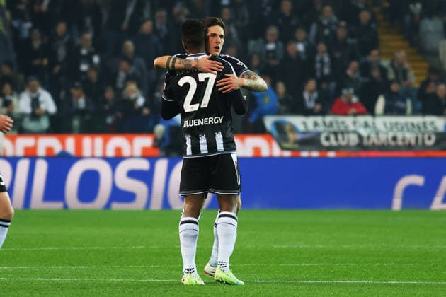Udinese™s Christian Kabasele celebrates after scoring the 1-0 goal for his team during the Serie A soccer match between Udinese and Fiorentina at the Bluenergy Stadium in Udine, north east Italy - Monday, March 2,2026 - soccer  Copyright: xAndreaxBressanutti LaPressex
