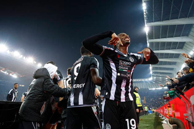 March 2, 2026, Udine, Italy, Italy: UdineseÃ¢â‚¬â ¢s Keinan Davis celebrates after scoring a goal during the Italian Serie A Enilive match between Udinese Calcio vs ACF Fiorentina at the Bluenergy Stadium in Udinese, Italy, 02 March 2026. Udine Italy - ZUMAr199 20260302_zsp_r199_027 Copyright: xMattiaxRadonix