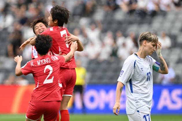 SOCCER ASIAN CUP NORTH KOREA UZBEKISTAN, North Korea celebrates the goal by Myong Yu Jong during the AFC Women™s Asian Cup Group B match between North Korea and Uzbekistan at CommBank Stadium in Sydney, Tuesday, March 3, 2026. ( NO ARCHIVING, EDITORIAL USE ONLY SYDNEY NEW SOUTH WALES AUSTRALIA  Copyright: xDEANxLEWINSx 20260303111699404056