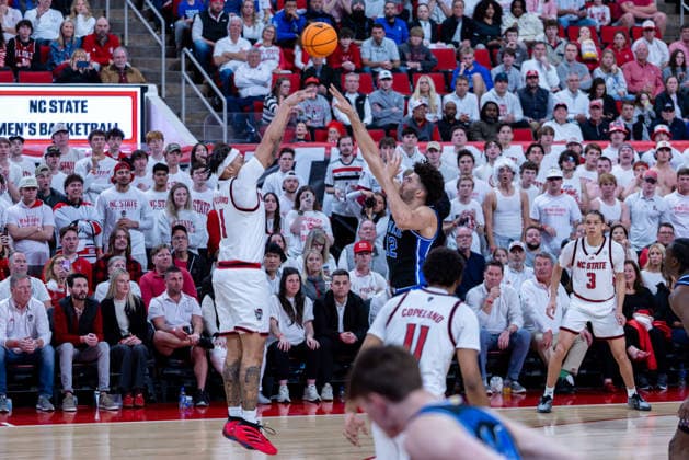 March 2, 2026, Raleigh, North Carolina, USA: NC State Wolfpack forward DARRION WILLIAMS (1) shoots a three pointer during the first half of the NCAA, College League, USA ACC menÃ¢â‚¬â ¢s basketball game between the Duke Blue Devils and the NC State Wolfpack at the Lenovo Center in Raleigh, North Carolina. Raleigh USA - ZUMAa220 20260302_znp_a220_019 Copyright: xIsraelxAntax