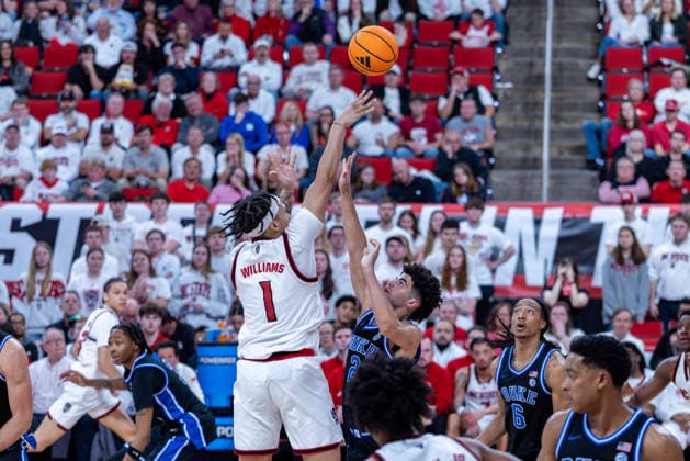 March 2, 2026, Raleigh, North Carolina, USA: NC State Wolfpack forward DARRION WILLIAMS (1) shoots a jump shot during the second half of the NCAA, College League, USA ACC menÃ¢â‚¬â ¢s basketball game between the Duke Blue Devils and the NC State Wolfpack at the Lenovo Center in Raleigh, North Carolina. Raleigh USA - ZUMAa220 20260302_znp_a220_050 Copyright: xIsraelxAntax