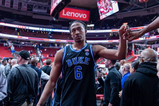 March 2, 2026, Raleigh, North Carolina, USA: Duke Blue Devils forward MALIQ BROWN (6) shakes fans hands while leaving the court following the NCAA, College League, USA ACC menÃ¢â‚¬â ¢s basketball game between the Duke Blue Devils and the NC State Wolfpack at the Lenovo Center in Raleigh, North Carolina. Raleigh USA - ZUMAa220 20260302_znp_a220_057 Copyright: xIsraelxAntax