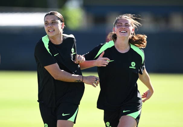 SOCCER MATILDAS TRAINING, Sam Kerr and Charlize Rule during a Matildas training session at Pizzey Park in the Gold Coast, Tuesday, March 3, 2026. ( NO ARCHIVING GOLD COAST QUEENSLAND AUSTRALIA  Copyright: xDAVExHUNTx 20260303134992158327
