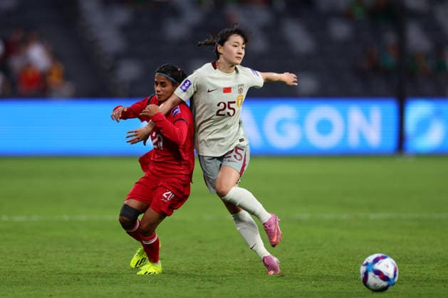 Lyu Yatong of China makes a foul and is yellow carded during the AFC Womens Asian Cup 2026 match between China PR Women and Bangladesh Women at Western Sydney Stadium, Sydney, Australia on 3 March 2026. Copyright: xPeterxDovganx 44610028