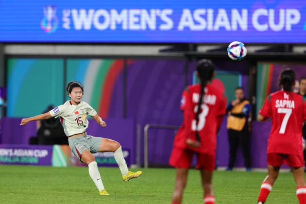 Wang Aifang of China shoots during the AFC Womens Asian Cup 2026 match between China PR Women and Bangladesh Women at Western Sydney Stadium, Sydney, Australia on 3 March 2026. Copyright: xPeterxDovganx 44610054
