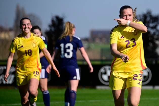 Belgium v Scotland - Women s U19 International Friendly, Länderspiel, Nationalmannschaft TUBIZE, BELGIUM - MARCH 03 : Vanderhaegen Lotte of Belgium celebrates scoring a goal during an International Women s U19 match between Belgium and Scotland on March 3, 2026 in Tubize, Belgium, 03 03 2026 Tubize Belgium  Copyright: xPeterxDexVoechtx