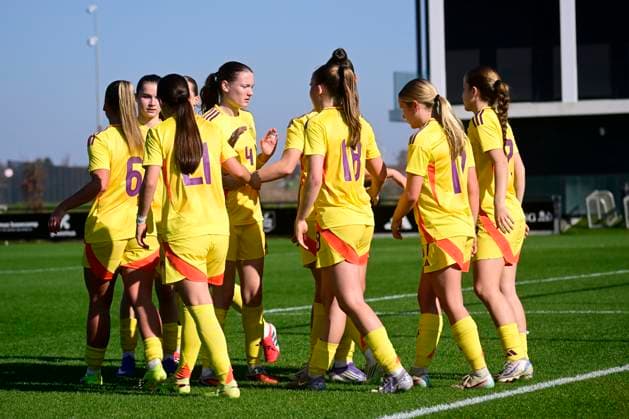 Belgium v Scotland - Women s U19 International Friendly, Länderspiel, Nationalmannschaft TUBIZE, BELGIUM - MARCH 03 : Vanderhaegen Lotte of Belgium celebrates scoring a goal during an International Women s U19 match between Belgium and Scotland on March 3, 2026 in Tubize, Belgium, 03 03 2026 Tubize Belgium  Copyright: xPeterxDexVoechtx