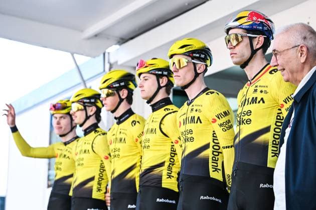 Belgian Wout Van Aert of Team Visma-Lease a Bike pictured at the start of the Ename Samyn Classic one day cycling race, 203,8km from Quaregnon to Dour on Tuesday 03 March 2026. MAARTENxSTRAETEMANS  x166319530x