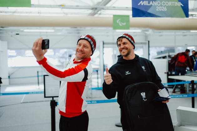 PARALYMPICS - Winter Paralympics Milano Cortina 2026 CORTINA D AMPEZZO,ITALY,03.MAR.26 - PARALYMPICS - Paralympic Winter games, Winterspiele,Spiele, Summer games Milano Cortina 2026, preview. Image shows Oliver Dreier (AUT) and Rene Eckhart (AUT).  GEPAxpictures xAlexanderxSolc