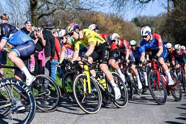 Belgian Wout Van Aert of Team Visma-Lease a Bike pictured in action during the Ename Samyn Classic one day cycling race, 203,8km from Quaregnon to Dour on Tuesday 03 March 2026. MAARTENxSTRAETEMANS  x166327296x