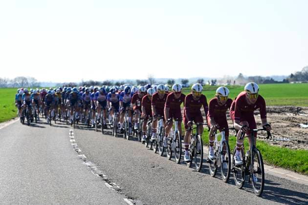 Ename Grand Prix Le Samyn 2026 Cycling Race DOUR, BELGIUM - MARCH 03 : riders of Modern Adventure Pro Cycling leading the peloton during the 58th edition of Ename Grand Prix Le Samyn an UCI Class 1.1 one day cycling road race for Men Elite of km with start in Quaregnon and finish in Dour on March 3, 2026 in Dour, Belgium, 03 03 2026 ( Motordriver Kenny Verfaillie - Dour Belgium  Copyright: xJanxDexMeuleneirx
