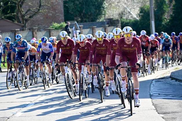 Ename Grand Prix Le Samyn 2026 Cycling Race DOUR, BELGIUM - MARCH 03 : riders of Modern Adventure Pro Cycling leading the peloton during the 58th edition of Ename Grand Prix Le Samyn an UCI Class 1.1 one day cycling road race for Men Elite of km with start in Quaregnon and finish in Dour on March 3, 2026 in Dour, Belgium, 03 03 2026 ( Motordriver Kenny Verfaillie - Dour Belgium  Copyright: xJanxDexMeuleneirx