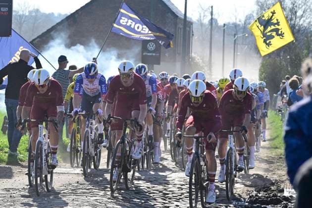 Ename Grand Prix Le Samyn 2026 Cycling Race DOUR, BELGIUM - MARCH 03 : riders of Modern Adventure Pro Cycling leading the peloton during the 58th edition of Ename Grand Prix Le Samyn an UCI Class 1.1 one day cycling road race for Men Elite of km with start in Quaregnon and finish in Dour on March 3, 2026 in Dour, Belgium, 03 03 2026 ( Motordriver Kenny Verfaillie - Dour Belgium  Copyright: xJanxDexMeuleneirx