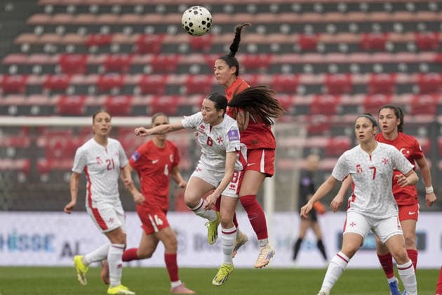 Turkiye v Malta - FIFA Women’s World Cup 2027 European Qualifiers ISTANBUL, TURKIYE - MARCH 03: Fatma Sakar (R) of Turkiye in action against Yulya Carella (L) of Malta during the FIFA Women’s World Cup 2027 European Qualifiers League B Group 2 match at Pendik Stadium in Istanbul, Turkiye, on March 03, 2026. Arife Karakum Anadolu Istanbul Turkey. Editorial use only. Please get in touch for any other usage.  Copyright: x2026xAnadoluxArifexKarakumx