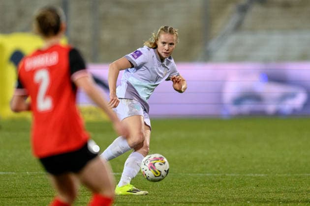 260303 Julie Blakstad of Norway during the FIFA Women s World Cup Qualifier football match between Austria and Norway on March 3, 2026 in Vienna. Photo: Marius Simensen BILDBYRAN COP 238 MM0059 bbeng dam vm-kval vm-kvalifisering kvinner vm-kvalik football fotball fotboll landskamp soccer FIFA World Cup, WM, Weltmeisterschaft, Fussball qualifier norge norway austria osterrike Copyright: MARIUSxSIMENSEN BB260303BB204
