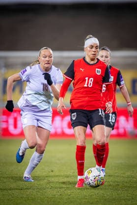 AUSTRIA - NORWAY WOMEN Julia Hickelsberger Fuller of Austria and Frida Maanum of Norway during the league phase of 2027 FIFA Women s World Cup European Qualifiers League A football match between Austria and Norway. BSFZ Arena, Vienna, Austria, March 03, 2026. Photo by Branislav Racko Copyright: xx 080A0265