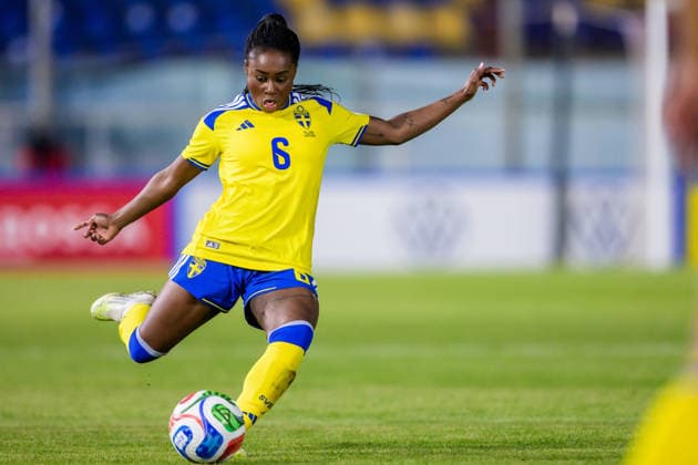 260303 Monica Jusu Bah of Sweden during the Women s FIFA World Cup, WM, Weltmeisterschaft, Fussball Qualifier football match between between Italy and Sweden on March 3, 2026 in Reggio Calabria. Photo: Ludvig Thunman BILDBYRAN kod LT LT0780 fotboll football soccer fotball vm-kval kval fifa womens world cup qualifier qualifier italien italy sverige sweden dam bbeng Copyright: LUDVIGxTHUNMAN BB260303LT035