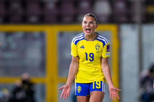 260303 Johanna Rytting Kaneryd of Sweden reacts during the Women s FIFA World Cup, WM, Weltmeisterschaft, Fussball Qualifier football match between between Italy and Sweden on March 3, 2026 in Reggio Calabria. Photo: Ludvig Thunman BILDBYRAN kod LT LT0780 fotboll football soccer fotball vm-kval kval fifa womens world cup qualifier qualifier italien italy sverige sweden dam bbeng Copyright: LUDVIGxTHUNMAN BB260303LT043