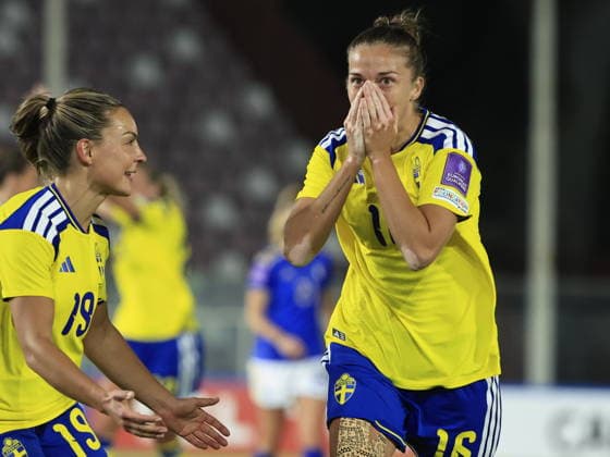 REGGIO CALABRIA, ITALY 20260303 Sweden s Filippa Angeldahl celebrates after the 0-1 goal during the World Cup qualifying match between Italy and Sweden at Stadio Oreste Granillo in Reggio Calabria.
