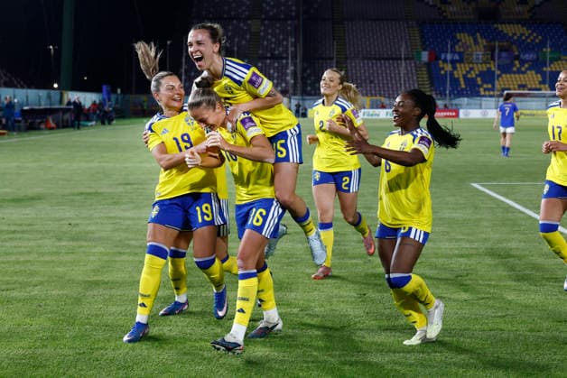 REGGIO CALABRIA, ITALY 20260303 Sweden s Filippa Angeldahl celebrates after the 0-1 goal during the World Cup qualifying match between Italy and Sweden at Stadio Oreste Granillo in Reggio Calabria.