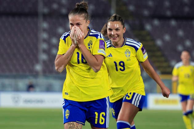 REGGIO CALABRIA, ITALY 20260303 Sweden s Filippa Angeldahl celebrates after the 0-1 goal during the World Cup qualifying match between Italy and Sweden at Stadio Oreste Granillo in Reggio Calabria.