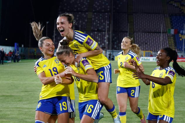 REGGIO CALABRIA, ITALY 20260303 Sweden s Filippa Angeldahl celebrates after the 0-1 goal during the World Cup qualifying match between Italy and Sweden at Stadio Oreste Granillo in Reggio Calabria.