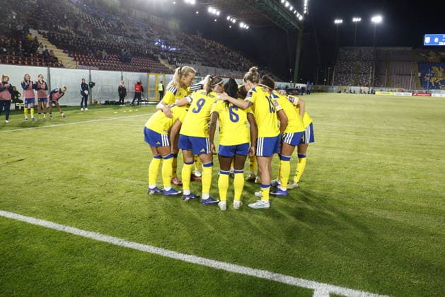 REGGIO CALABRIA, ITALY 20260303 Sweden s Filippa Angeldahl celebrates after the 0-1 goal during the World Cup qualifying match between Italy and Sweden at Stadio Oreste Granillo in Reggio Calabria.