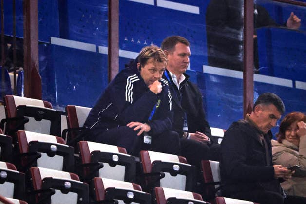 REGGIO CALABRIA, ITALY 20260303 Swedish national team, Nationalteam captain Tony Gustavsson, who is suspended, here with his partner Annika Fornstedt, is allowed to follow the match from the stands during the World Cup qualifying match between Italy and Sweden at Stadio Oreste Granillo in Reggio Calabria.