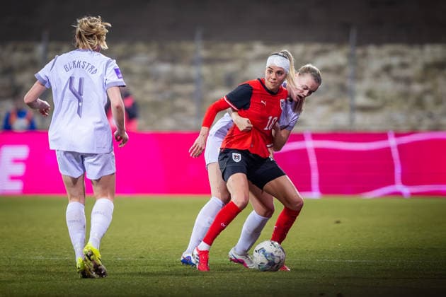 AUSTRIA - NORWAY WOMEN Julia Hickelsberger Fuller of Austria and Mathilde Harviken of Norway during the league phase of 2027 FIFA Women s World Cup European Qualifiers League A football match between Austria and Norway. BSFZ Arena, Vienna, Austria, March 03, 2026. Photo by Branislav Racko Copyright: xx 080A0819
