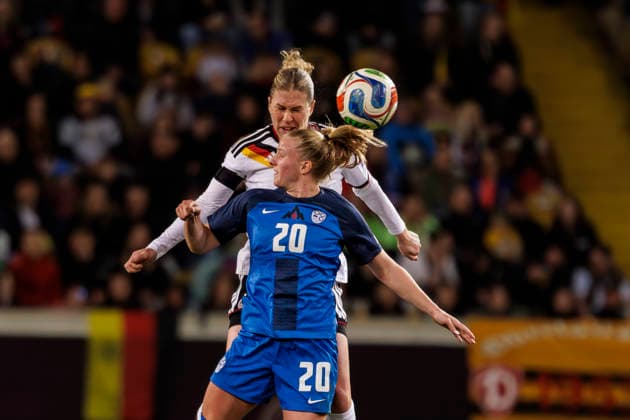 Dresden, Deutschland 03. März 2026: WM - Qualifikation Frauen - 2026 - Deutschland vs. Slowenien Im Bild: DFB regulations prohibit any use of photographs as image sequences and or quasi-video Rudolf-Harbig-Stadion Sachsen Copyright: xFotostandx xSchäferx