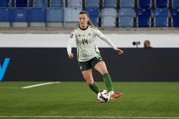 Lauren Wade (Nordirland, 14) am Ball , Schweiz, Fussball, UEFA WM-Qualifikation Frauen, Gruppe B 2, Schweiz vs. Nordirland, 03.03.2026, Lausanne Stade de la Tuiliere Schweiz Copyright: xGrantxHubbsx