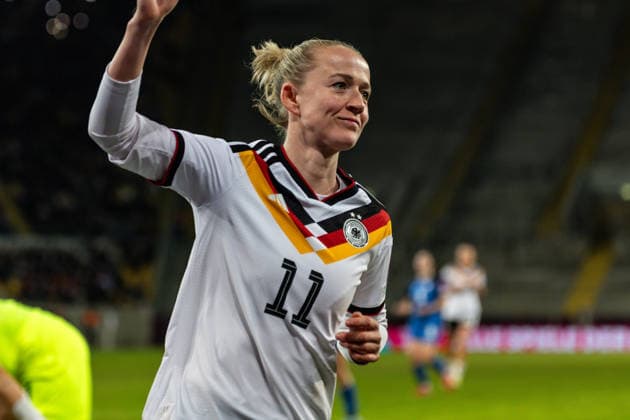 GER, UEFA-Qualifikation für die FIFA Frauenfussball-Weltmeisterschaft 2027, Deutschland - Slowenien. 03.03.2026, Rudolf-Harbig-Stadium, Dresden, GER, UEFA-Qualifikation für die FIFA Frauenfussball-Weltmeisterschaft 2027, Deutschland - Slowenien. Lea Schüller (Deutschland 11) jubelt Â