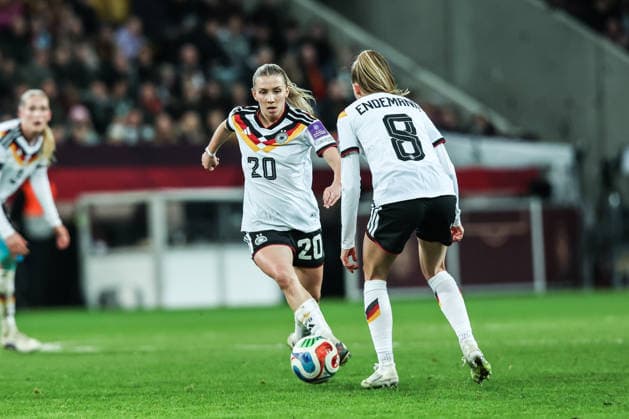 Fussball, WM-Qualifikation Europa (Frauen) Saison 2026 Liga A Gruppe 4 - 1.Spieltag Deutschland - Slowenien 03.03.2026, Rudolf-Harbig-Stadion Dresden Elisa Senß (Deutschland, 20) Dresden Rudolf-Harbig-Stadion Sachsen Deutschland