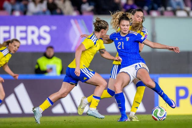 260303 Michela Cambiaghi of Italy during the Women s FIFA World Cup, WM, Weltmeisterschaft, Fussball Qualifier football match between between Italy and Sweden on March 3, 2026 in Reggio Calabria. Photo: Ludvig Thunman BILDBYRAN kod LT LT0780 fotboll football soccer fotball vm-kval kval fifa womens world cup qualifier qualifier italien italy sverige sweden dam bbeng Copyright: LUDVIGxTHUNMAN BB260303LT078