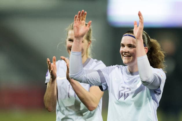 260303 Signe Gaupset of Norway celebrates after the FIFA Women s World Cup Qualifier football match between Austria and Norway on March 3, 2026 in Vienna. Photo: Marius Simensen BILDBYRAN COP 238 MM0059 bbeng dam vm-kval vm-kvalifisering kvinner vm-kvalik football fotball fotboll landskamp soccer FIFA World Cup, WM, Weltmeisterschaft, Fussball qualifier norge norway austria osterrike jubel Copyright: MARIUSxSIMENSEN BB260303BB262