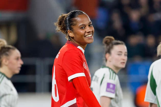Aurelie Csillag (Schweiz, 16) , Schweiz, Fussball, UEFA WM-Qualifikation Frauen, Gruppe B 2, Schweiz vs. Nordirland, 03.03.2026, Lausanne Stade de la Tuiliere Schweiz Copyright: xGrantxHubbsx