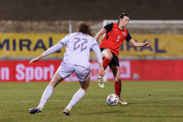 WOMEN SOCCER - FIFA World Cup, WM, Weltmeisterschaft, Fussball 2027, quali, AUT vs NOR MARIA ENZERSDORF,AUSTRIA,03.MAR.26 - WOMEN SOCCER - FIFA Women s World Cup 2027, european qualifiers, international match, Länderspiel, Nationalmannschaft Austria vs Norway. Image shows Gaupset Signe (NOR) and Claudia Wenger (AUT). GEPAxpictures xArminxRauthner