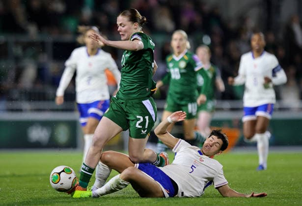 2027 FIFA Women s World Cup Qualifier, Tallaght Stadium, Dublin 3 3 2026 Republic of Ireland WNT vs France Ireland™s Emily Murphy and Elisa De Almeida of France Emily Murphy and Elisa De Almeida 3 3 2026  Copyright: x INPHO RyanxByrnex RB1_2990