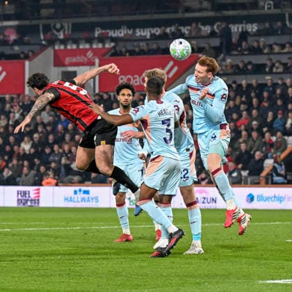 Bournemouth v Brentford Premier League Sepp van den Berg of Brentford heads clear during the Premier League match at the Vitality Stadium, Bournemouth 03 03 2026 UK Newspapers OUT Copyright: xJeremyxLandeyx FIL-23072-0019
