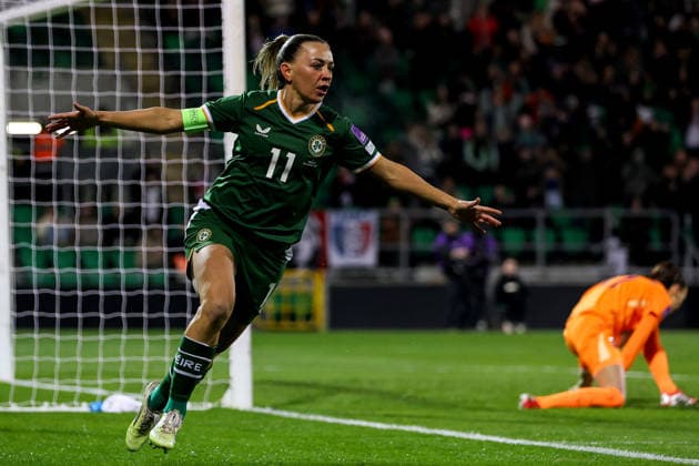 2027 FIFA Women s World Cup Qualifier, Tallaght Stadium, Dublin 3 3 2026 Republic of Ireland WNT vs France Ireland™s Katie McCabe celebrates after she scores her sides 1st goal of the match Katie McCabe celebrates after she scores her sides 1st goal of the match 3 3 2026  Copyright: x INPHO RyanxByrnex RB2_4490