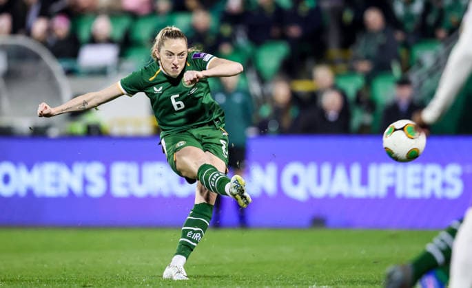 2027 FIFA Women s World Cup Qualifier, Tallaght Stadium, Dublin 3 3 2026 Republic of Ireland WNT vs France Ireland s Tyler Toland takes a free kick Tyler Toland takes a free kick 3 3 2026  Copyright: x INPHO NickxElliottx AC019954