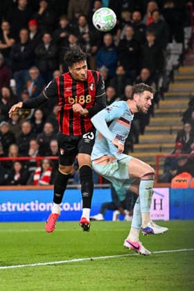 Bournemouth v Brentford Premier League James Hill of Bournemouth heads at goal during the Premier League match at the Vitality Stadium, Bournemouth 03 03 2026 UK Newspapers OUT Copyright: xJeremyxLandeyx FIL-23072-0022