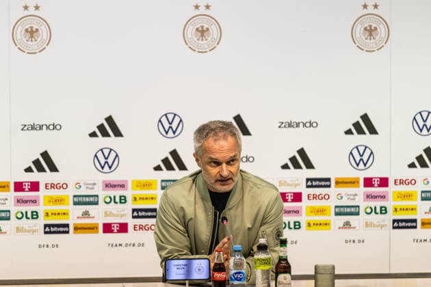 GER, UEFA-Qualifikation für die FIFA Frauenfussball-Weltmeisterschaft 2027, Deutschland - Slowenien. 03.03.2026, Rudolf-Harbig-Stadium, Dresden, GER, UEFA-Qualifikation für die FIFA Frauenfussball-Weltmeisterschaft 2027, Deutschland - Slowenien. Christian Wück, Bundestrainer (Deutschland) bei der Pressekonferenz Â