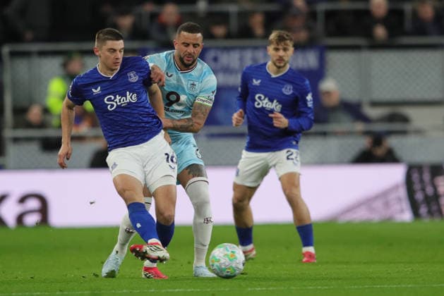 Everton v Burnley, Premier League Vitalii Mykolenko of Everton and Kyle Walker of Burnley during the Premier League match between Everton and Burnley at Hill Dickinson Stadium, Liverpool, UK on 3 March 2026. Liverpool Hill Dickinson Stadium Merseyside UK Editorial use only DataCo restrictions apply See www.football-dataco.com , Copyright: xAlunxRobertsx PSI-23829-0050